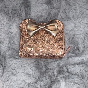 Rose gold loungefly sequined wallet